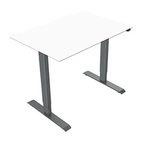Pracovný stôl, elektricky nastaviteľná výška, biela doska, 75x140cm, rozsah 500 mm, šedý, 70 kg nosnosť, ergo